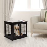 26” Decorative Dog Cage Wooden Pet Crate Kennel with Double Door Entrance & a Simple Modern Design - Image 2
