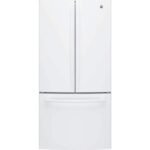 GE – 33 in. Wide 24.7 Cu. Ft. French Door Refrigerator with Internal Water Dispenser – High Gloss White