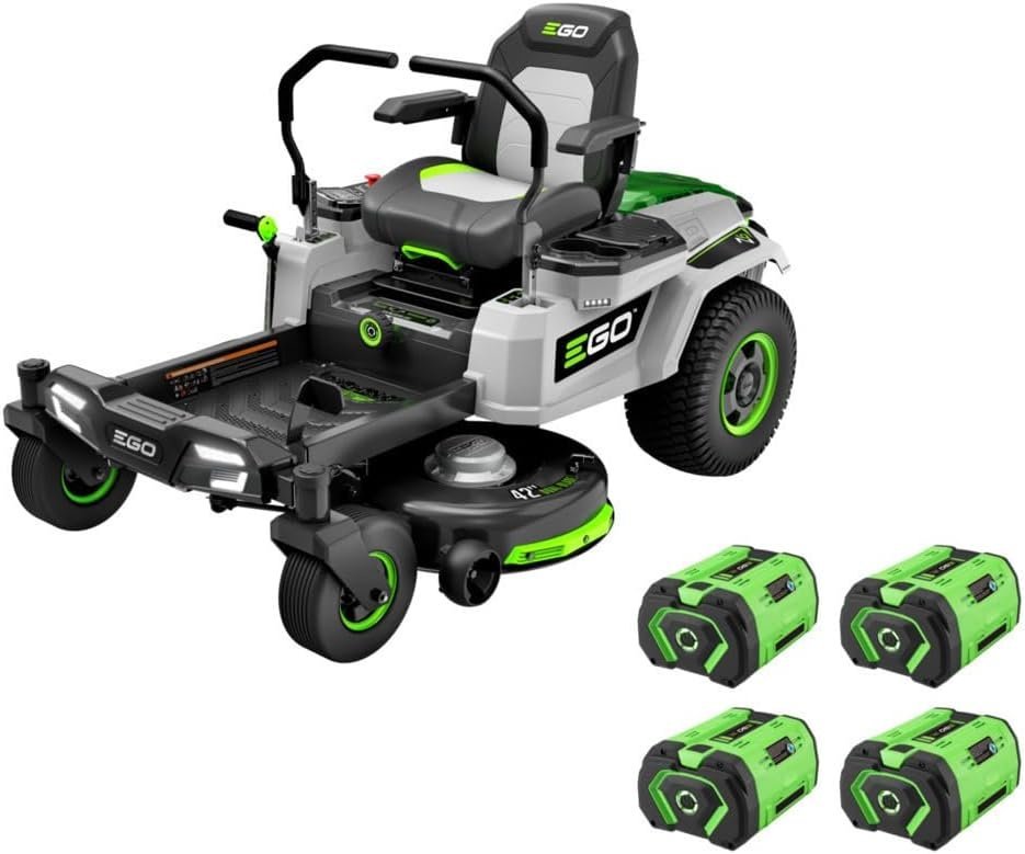 5137dfc3euL._AC_SL1000.jpg EGO Power+ Electric Riding Lawn Mower, 42" Deck with Zero Turn Radius, Includes (4) 56V 10.0Ah Batteries and Charger - ZT4204L - Image 1
