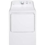 GE – 6.2 Cu. Ft. Electric Dryer with Shallow Depth Flat Back Design – White