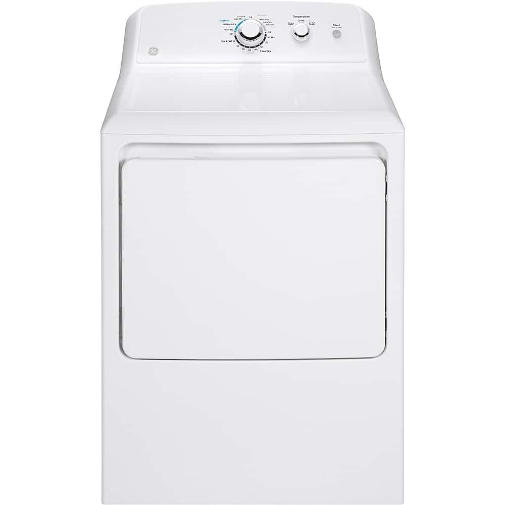 5596317_sd.jpg GE – 6.2 Cu. Ft. Electric Dryer with Shallow Depth Flat Back Design – White - Image 1