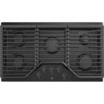 GE – 36 in. Wide 5 Burner Built-In Gas Cooktop with Dishwasher-Safe Grates – Black