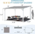 Aecojoy 12 ft x 12 ft White Aluminum Pergola with Canopy - Image 4