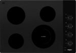 Whirlpool – 30 in. Wide 4 element Built-In Electric Cooktop with Dual Radiant Element – Black