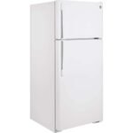 GE – 28 in. Wide 16.6 Cu. Ft. Top-Freezer Refrigerator with Edge-to-Edge Glass Shelves – White - Image 3