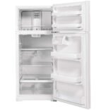 GE – 28 in. Wide 16.6 Cu. Ft. Top-Freezer Refrigerator with Edge-to-Edge Glass Shelves – White - Image 5