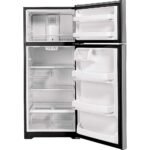 GE – 28 in. Wide 16.6 Cu. Ft. Top-Freezer Refrigerator with Edge-to-Edge Glass Shelves – Stainless Steel - Image 5