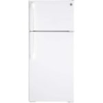 GE – 28 in. Wide 16.6 Cu. Ft. Top-Freezer Refrigerator with Edge-to-Edge Glass Shelves – White