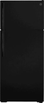 GE – 28 in. Wide 17.5 Cu. Ft. Top-Freezer Refrigerator with Interior LED Lighting – Black