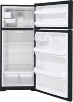 GE – 28 in. Wide 17.5 Cu. Ft. Top-Freezer Refrigerator with Interior LED Lighting – Black - Image 5