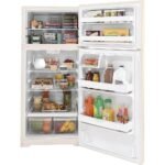 GE – 28 in. Wide 16.6 Cu. Ft. Top-Freezer Refrigerator with LED Interior Lighting – Bisque - Image 4