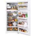 GE – 28 in. Wide 17.5 Cu. Ft. Top-Freezer Refrigerator with Edge-to-Edge Glass Shelves – White - Image 3