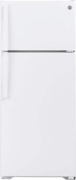 GE – 28 in. Wide 17.5 Cu. Ft. Top-Freezer Refrigerator with Edge-to-Edge Glass Shelves – White