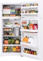GE – 28 in. Wide 17.5 Cu. Ft. Top-Freezer Refrigerator with Edge-to-Edge Glass Shelves – White - Image 4