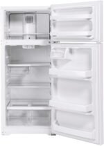 GE – 28 in. Wide 17.5 Cu. Ft. Top-Freezer Refrigerator with Edge-to-Edge Glass Shelves – White - Image 5
