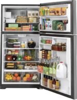 GE – 30 in. Wide 19.2 Cu. Ft. Top-Freezer Refrigerator with Premium Inner Door Modular Bins – Stainless Steel - Image 4