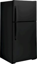 GE – 33 in. Wide 21.9 Cu. Ft. Top-Freezer Refrigerator with Garage Ready Performance – Black - Image 3