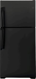 GE – 33 in. Wide 21.9 Cu. Ft. Top-Freezer Refrigerator with Garage Ready Performance – Black
