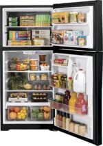GE – 33 in. Wide 21.9 Cu. Ft. Top-Freezer Refrigerator with Garage Ready Performance – Black - Image 4