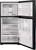 GE – 33 in. Wide 21.9 Cu. Ft. Top-Freezer Refrigerator with Garage Ready Performance – Black - Image 5