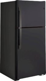 GE – 33 in. Wide 21.9 Cu. Ft. Top-Freezer Refrigerator with Garage Ready Performance from 38-110 Degrees Fahrenheit – Black Slate - Image 3