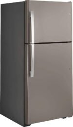 GE – 33 in. Wide 21.9 Cu. Ft. Top-Freezer Refrigerator with Garage Ready Performance – Slate - Image 3