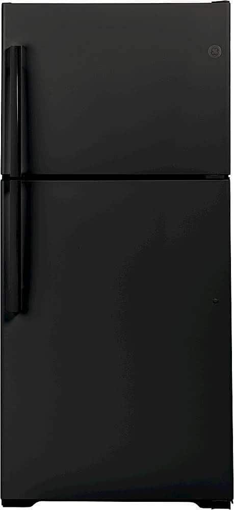 6399132_sd.jpg GE – 30 in. Wide 19.2 Cu. Ft. Top-Freezer Refrigerator with Garage Ready Performance – Black - Image 1