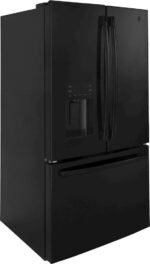 GE – 36 in. Wide 25.6 Cu. Ft. French Door Smart Refrigerator with Space Saving Ice Maker – High Gloss Black - Image 3