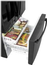 GE – 36 in. Wide 25.6 Cu. Ft. French Door Smart Refrigerator with Space Saving Ice Maker – High Gloss Black - Image 7