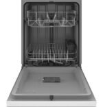 GE – 24″ Front Control Built-In Plastic Tub Dishwasher with Steam + Sanitization and 55 dBA – White - Image 3