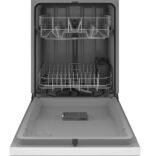 GE – 24″ Front Control Built-In Plastic Tub Dishwasher with Extra Heavy Duty Wash Cycle and 60dBA – White - Image 3