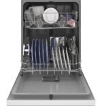 GE – 24″ Front Control Built-In Plastic Tub Dishwasher with Extra Heavy Duty Wash Cycle and 60dBA – White - Image 4