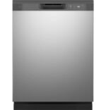 GE – 24″ Front Control Built-In Plastic Tub Dishwasher with Extra Heavy Duty Wash Cycle and 60dBA – Stainless Steel