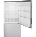 GE – 32 in. Wide 17.7 Cu. Ft. Bottom-Freezer Refrigerator with ENERGY STAR Certification – Stainless Steel - Image 4