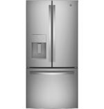 GE – 33 in. Wide 23.7 Cu. Ft. French Door Refrigerator with Space Saving Ice Maker – Stainless Steel