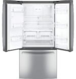 GE – 33 in. Wide 23.7 Cu. Ft. French Door Refrigerator with Space Saving Ice Maker – Stainless Steel - Image 4