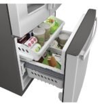 GE – 33 in. Wide 23.7 Cu. Ft. French Door Refrigerator with Space Saving Ice Maker – Stainless Steel - Image 7