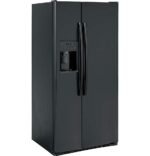 GE – 33 in. Wide 23.0 Cu. Ft. Side-by-Side Refrigerator with External Ice & Water Dispenser – High Gloss Black - Image 3