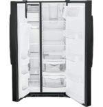 GE – 33 in. Wide 23.0 Cu. Ft. Side-by-Side Refrigerator with External Ice & Water Dispenser – High Gloss Black - Image 6