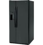 GE – 33 in. Wide 23.0 Cu. Ft. Side-by-Side Refrigerator with External Ice & Water Dispenser – High Gloss Black - Image 4