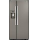 GE – 33 in. Wide 23.0 Cu. Ft. Side-by-Side Refrigerator with External Ice & Water Dispenser – Slate