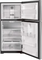 GE – 33 in. Wide 21.9 Cu. Ft. Top-Freezer Refrigerator with Garage Ready Performance – Stainless Steel - Image 5