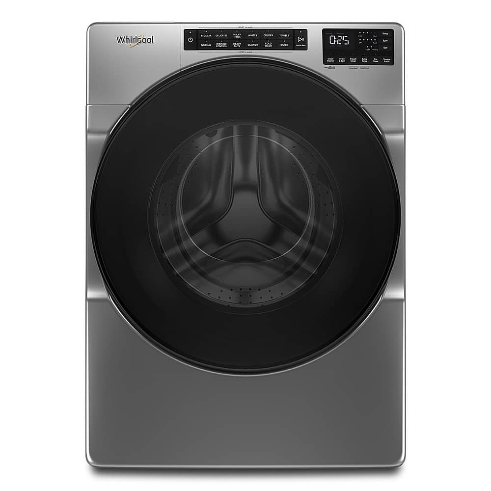 6581390_sd.jpg Whirlpool – 4.5 Cu. Ft. High-Efficiency Stackable Front Load Washer with Steam and Tumble Fresh – Chrome Shadow - Image 1