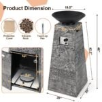 Costway 48 Inch Propane Fire Bowl Column with Lava Rocks and PVC Cover - Image 4