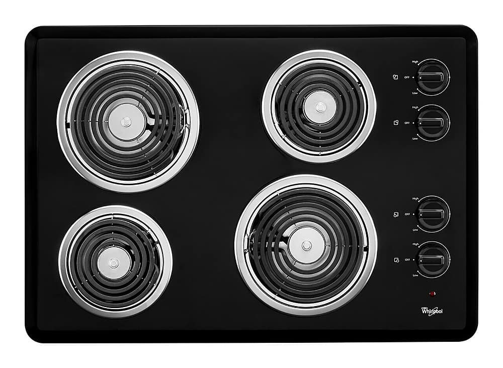 6897113_sd.jpg Whirlpool – 30 in. Wide 4 element Built-In Electric Cooktop – Black - Image 1
