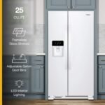 Whirlpool – 36 in. Wide 25 cu. ft. Side-by-Side Refrigerator with Frameless Glass Shelves – White - Image 4