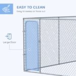 Outdoor Dog Kennel Galvanized Chain Link Fence Heavy Duty Pet Run House Chicken Coop with Secure Lock Mesh Sidewalls for Backyard, Silver - Image 5