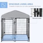Medium-sized Outdoor Dog Kennel Galvanized Steel Fence with UV-Resistant Oxford Cloth Roof & Secure Lock 47.25″ x 47.25″ x 54.25″ - Image 4