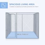 Outdoor Dog Kennel Galvanized Chain Link Fence Heavy Duty Pet Run House Chicken Coop with Secure Lock Mesh Sidewalls for Backyard, Silver - Image 4