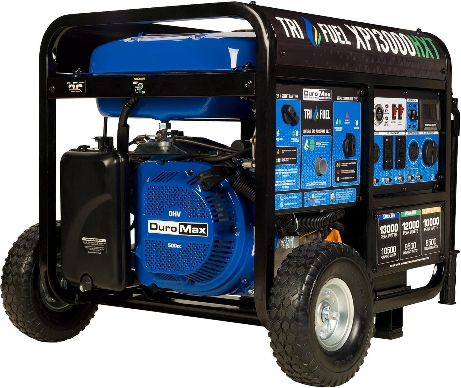 81E4eJDU37L._AC_SL1500.jpg DuroMax 13,000 Watt Tri Fuel Portable HXT Generator XP13000HXT - Image 1